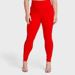 Freddy Wrup Curvy Denim And Fashion: WR.UP® Curvy Fashion - Zip High Waisted - Full Length - Red