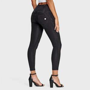 3 Button High Waisted: WR.UP® Denim - 3 Button High Waisted - 7/8 Length - Black + Black Stitching