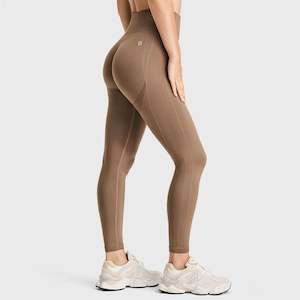 High Waist 7 8 Length: Seamless Active Leggings - High Waisted - 7/8 Length - Mocha