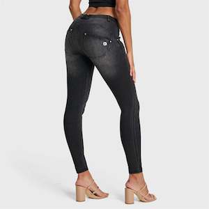 Picked For You Black Mid Rise: WR.UP® SNUG Jeans - Mid Rise - Full Length - Black + Black Stitching