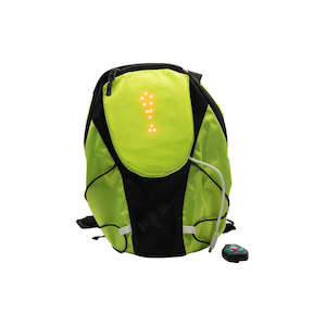 Bicycle and accessory: LED turn signal backpack