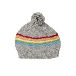 Merino Rainbow Beanie - Grey (3-6 months)