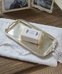 Bed and Bath: Rectangle Silver Tray with Beading