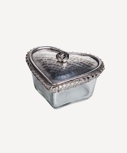 Bed and Bath: Glass Heart Box With Rose