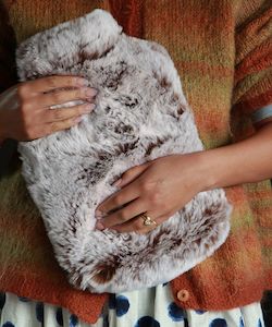 Bed and Bath: Chestnut Faux Fur Hot Water Bottle Cover