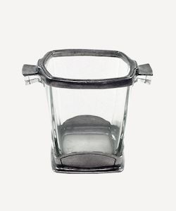 Square Pewter & Glass Ice Bucket