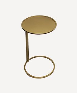 Furniture: Small Gold Circle Couch Side Table