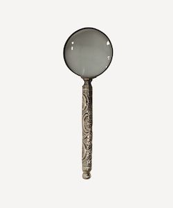 Homewares: Embossed Antique Silver Magnifying Glass