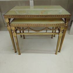 Antique: French Marble and Brass Side Tables