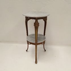 Antique: Marble and Bronze French Gueridon Side Table