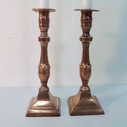 Antique Brass Candlesticks.