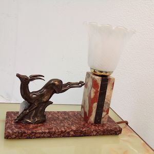 French Vintage Ibex and Marble Lamp.