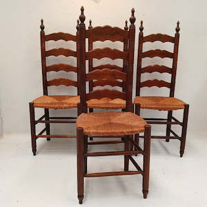 Antique: French Ladder Back Rush Chairs