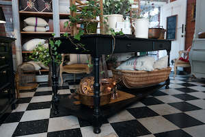 1930's Ebonised French Drapers Counter/Kitchen Island