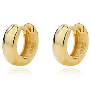 18K Gold Hoop Huggie Earrings "Urmila"