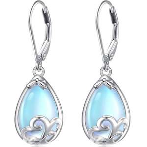 Silver Leverback Moonstone Earrings "Merle"