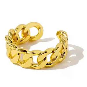 18K Gold Adjustable Chain Ring "Nyx"