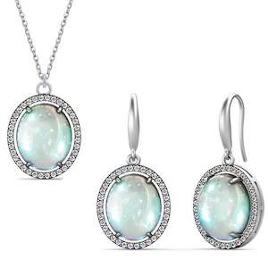 Silver Crystal Moon Stone Jewellery Set "Moon Glow"