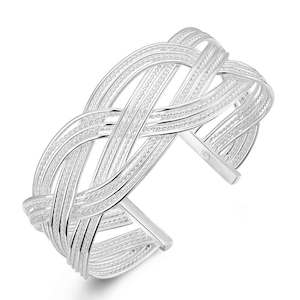 925 Sterling Silver Braided Adjustable Cuff Bracelet "Marilyn"