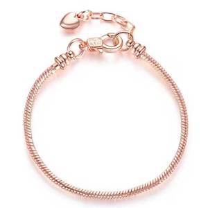 Rose-Gold Bracelet for Collecting Charms with extension