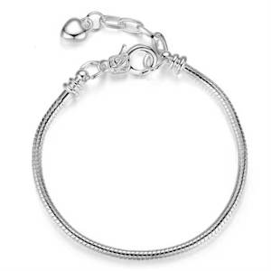 Silver Bracelet for Collecting Charms with extension