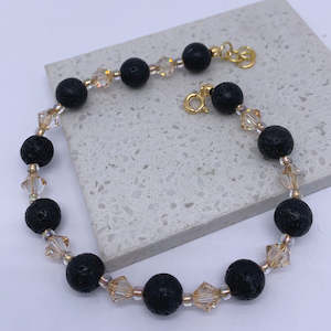 925 Sterling Silver Bracelet "Liara" (Black Lava)