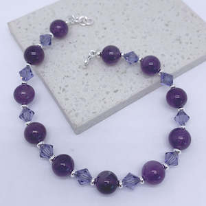 925 Sterling Silver Bracelet "Liara" (Amethyst)