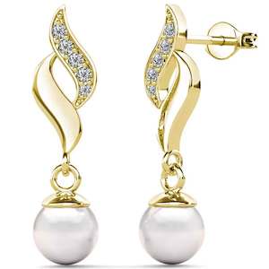 18K Yellow-Gold Pearl Drop Earrings "Jolie"