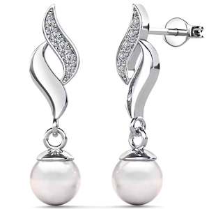 Silver Pearl Drop Earrings "Jolie"