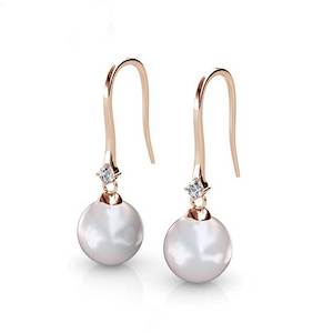 Rose-Gold Pearl Crystal Earrings "Lorraine"