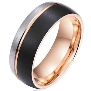 Gold, Black and Silver Tungsten Carbide Ring "Remi"