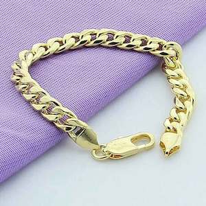 18K Gold Flat Curb Chain Bracelet "Parker"