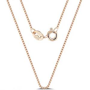 Rose-Gold Box Chain Necklace (width .6mm)