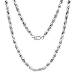 925 Sterling Silver twisted Rope Chain with Bolt clasp (Width 1.2mm)