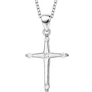 Silver Cross CZ Diamond Necklace "Amaris"