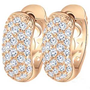 Direct selling - jewellery: Gold Huggie Filigree and CZ Diamond Earrings "Rachel"