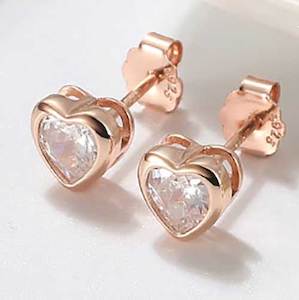 Rose-Gold Heart Crystal Stud Earrings "Josie"