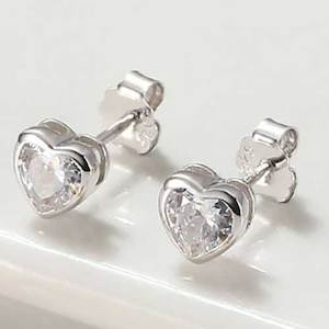 925 Sterling Silver Heart Crystal Stud Earrings "Josie"