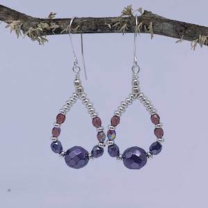 Silver Crystal Earrings "Audrey" (Amethyst)