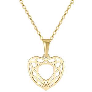 Gold Heart Geometric Necklace " Ariella"