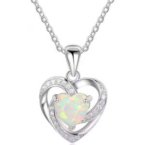 Direct selling - jewellery: Silver White Opal Heart Necklace "Rikana"