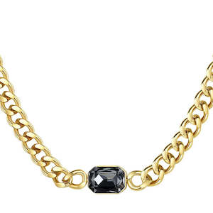 Gold and Black Curb Chain Necklace "Beth"