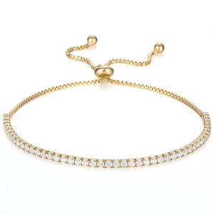 Gold Adjustable Tennis Bracelet "Heather" (2mm)