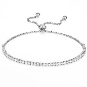 Silver Adjustable Tennis Bracelet "Heather" (2mm)