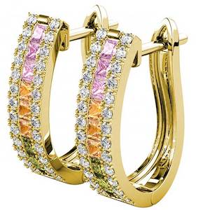 18K Gold Crystal Huggie Earrings "Justine"