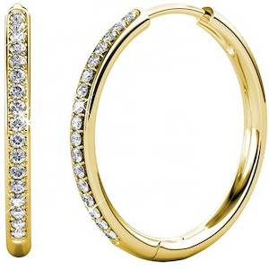 18K Gold Crystal Hoop Earrings "Dawn" (38mm)