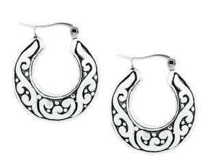 925 Sterling Silver NZ Koru Design Hoop Earrings "Ari"