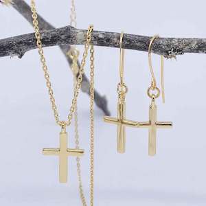 18K Gold Cross Minimalist Gold Jewellery Set "Yolanda"