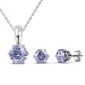 18K White Gold Crystal Jewellery Set "Alexandra" (Pale Blue)