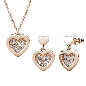 Rose Gold Crystal Heart Jewellery Set "Erina"